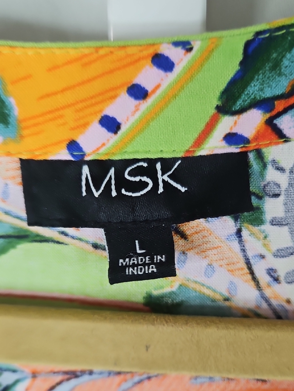 MSK Green Paisley-Print Maxi Dress Hi-Low with Pink & Orange Accents Size Large - Picture 2 of 7